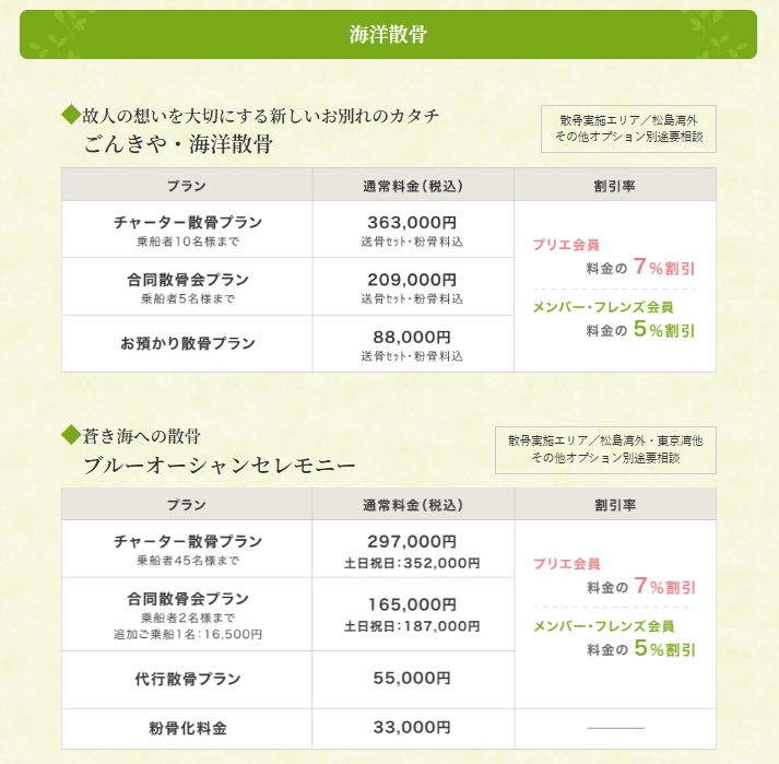 みやぎ生協プリエ　海洋散骨プラン画像